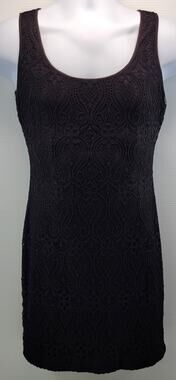 A) Guess Los Angeles Sleeveless Tank Top Black Crochet Style Dress Size 2